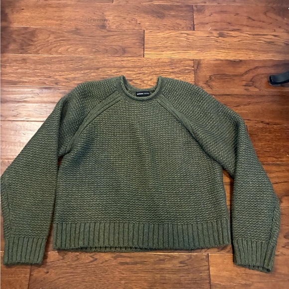 Prana Sweaters - Prana Olive Green Textured Crewneck Sweater